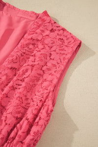 KaleaBoutique Stylish Floral Lace Overlay Zip Up V Neck Smocked Waist Sleeveless Dress - KaleaBoutique.com