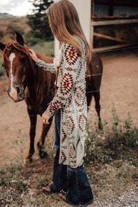KaleaBoutique Stylish Western Aztec Printed Open Front Long Cardigan - KaleaBoutique.com