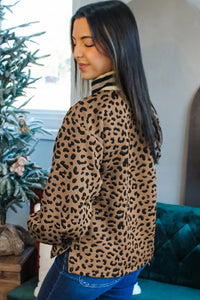 KaleaBoutique Stylish Leopard Print Striped Trim Collar Long Sleeve Shift Pullover - KaleaBoutique.com