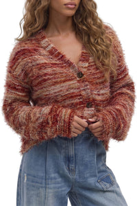 KaleaBoutique Stylish Fuzzy Striped Button Front Cardigan Sweater - KaleaBoutique.com