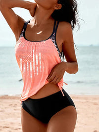 Women's USA Frag Graphic-Print Side-Drawstring 2 PC Tankini Set - KaleaBoutique.com