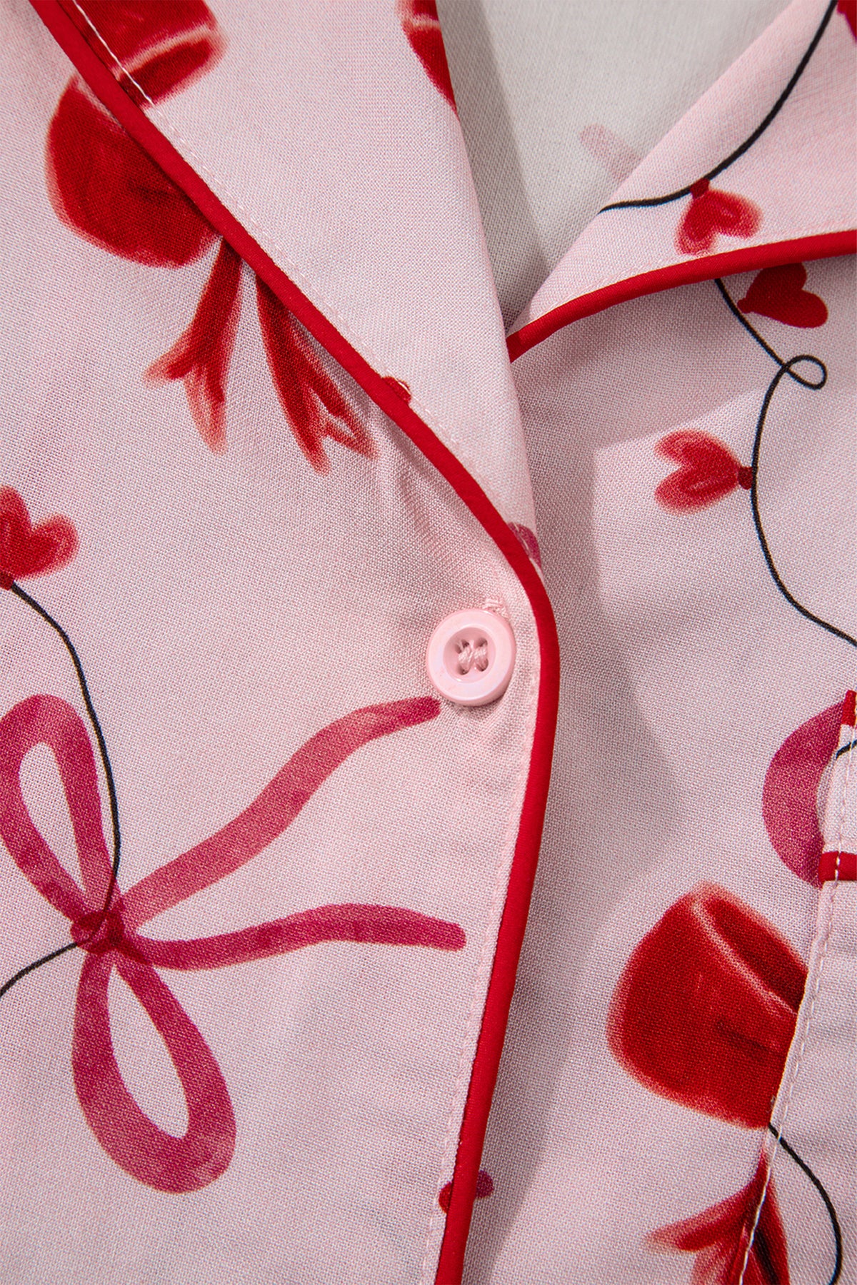 KaleaBoutique Comfortable Bow Print Valentine Long Sleeve Shirt Shorts 2 Pcs Pajama Set - KaleaBoutique.com