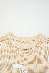 KaleaBoutique Stylish Bowknot Applique Cap Sleeve Sweater - KaleaBoutique.com