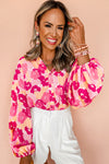 KaleaBoutique Blooming Floral Print Puff Sleeve Buttoned Shirt - KaleaBoutique.com