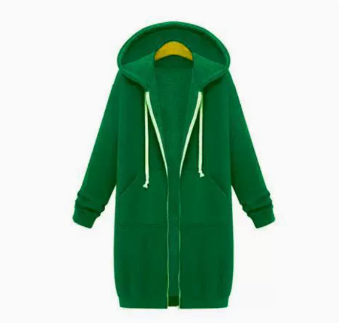 Women's Longline Full-Zip Hooded Sweatshirt with Pockets - KaleaBoutique.com