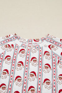 KaleaBoutique Stylish Father Christmas Striped Print Contrast Drawstring Lounge Pant Set - KaleaBoutique.com