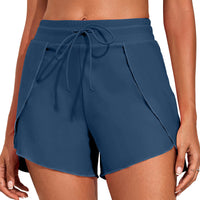 Women's Drawstring Overlap-Hem Swim Shorts - KaleaBoutique.com