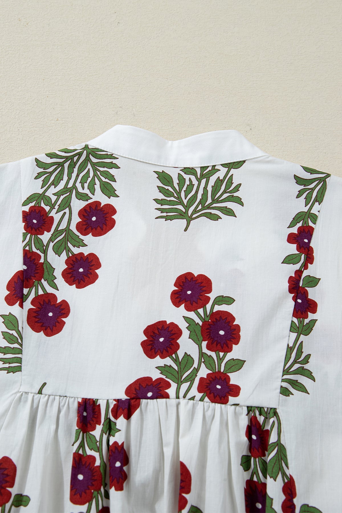 KaleaBoutique Stylish Frilled V Neck 3/4 Sleeve Loose Floral Dress - KaleaBoutique.com
