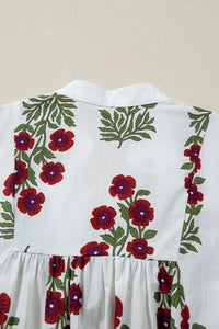 KaleaBoutique Stylish Frilled V Neck 3/4 Sleeve Loose Floral Dress - KaleaBoutique.com