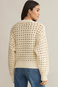 KaleaBoutique Stylish Hollowed Pattern Knit Zip Up Drop Shoulder Sweater Cardigan - KaleaBoutique.com