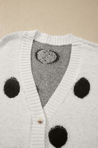 KaleaBoutique Stylish Polka Dot Button Front Oversized V Neck Cardigan - KaleaBoutique.com