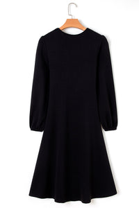 KaleaBoutique Solid Color Ruched Detail Long Sleeve Midi Dress - KaleaBoutique.com