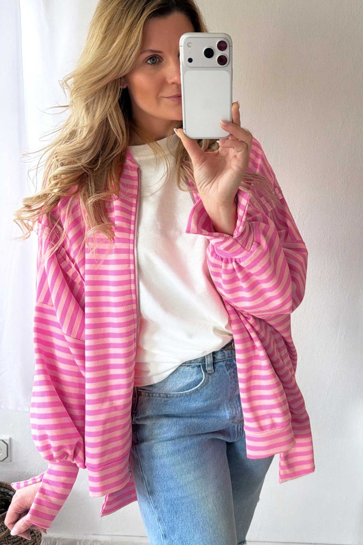 KaleaBoutique Stylish Zip-up Puff Sleeve Zip Jacket Sweatshirt - KaleaBoutique.com