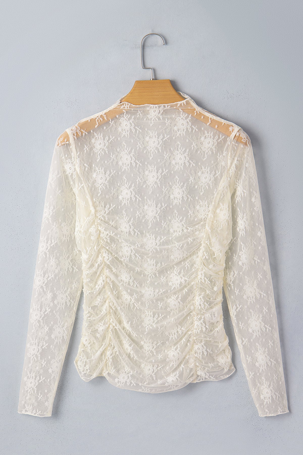KaleaBoutique Stylish Sheer Floral Mesh Ruched Long Sleeve Top - KaleaBoutique.com
