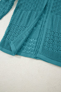 KaleaBoutique Stylish Mix Pattern Hollowed Knit Open Front Cardigan - KaleaBoutique.com