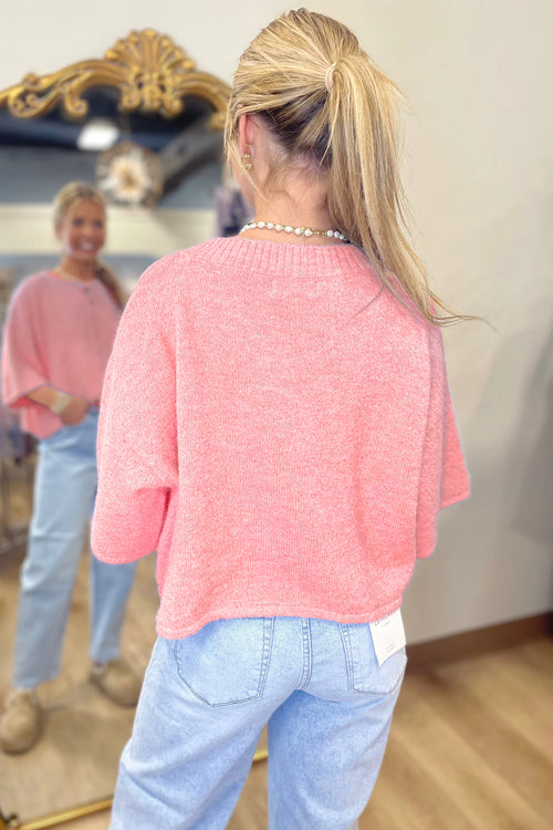 KaleaBoutique Comfortable 3/4 Sleeve Boxy Knit Button Down Sweater Cardigan - KaleaBoutique.com