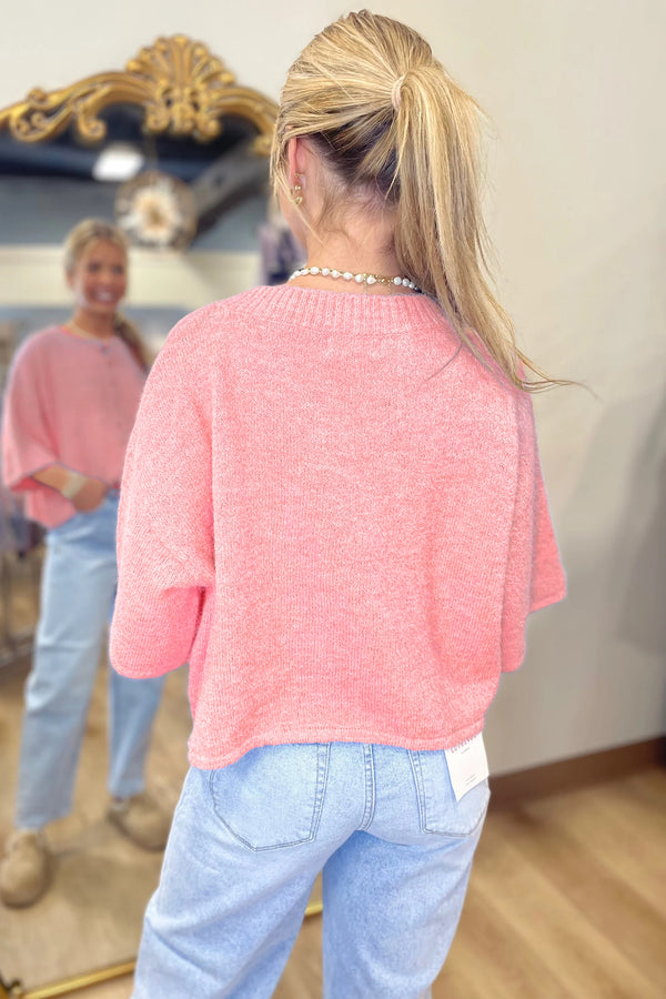KaleaBoutique Comfortable 3/4 Sleeve Boxy Knit Button Down Sweater Cardigan - KaleaBoutique.com