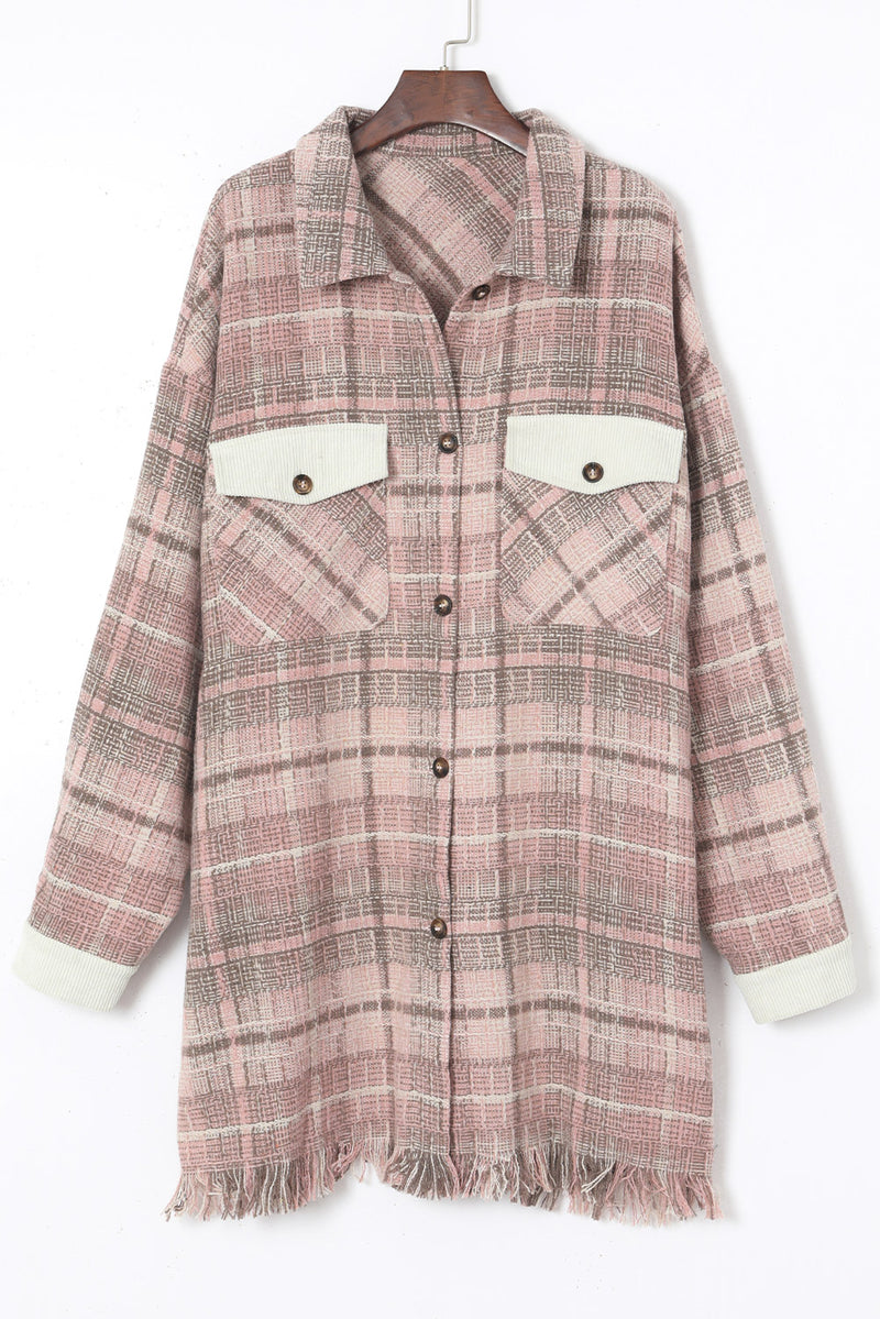 KaleaBoutique Plus Size Macrame Plaid Coat - KaleaBoutique.com