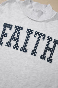 KaleaBoutique Comfortable High Neck Polka Dot Slogan Printed Baggy Sweatshirt - KaleaBoutique.com