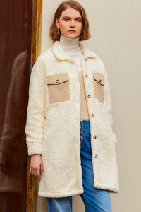 KaleaBoutique Stylish Contrast Flap Pocket Single Breasted Teddy Coat - KaleaBoutique.com