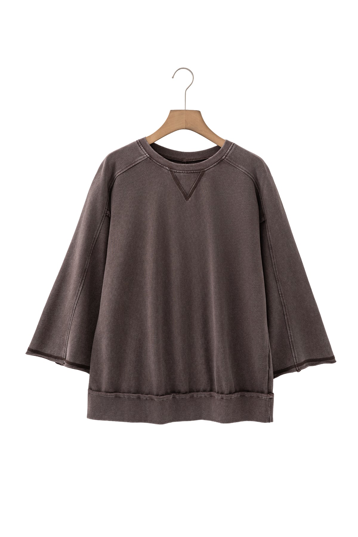 KaleaBoutique Stylish 3/4 Sleeve Mineral Wash Loose Cotton Top - KaleaBoutique.com