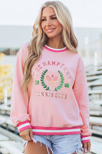 KaleaBoutique Comfortable Embroidered Tennis Club Crew Neck Pullover Sweatshirt - KaleaBoutique.com