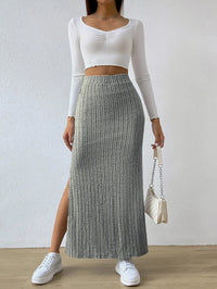 Spring Long Skirt High Waist Side Slit Slim Fit Knitted Women's Dress - KaleaBoutique.com
