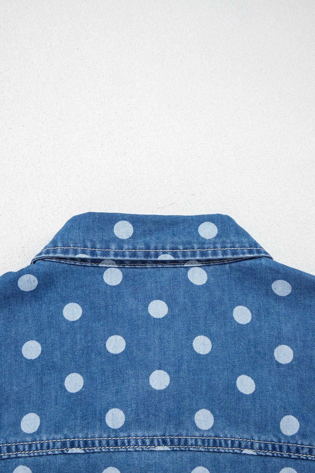 Polka Dot Long Sleeve Collar Shift Tunic Denim Jacket - KaleaBoutique.com