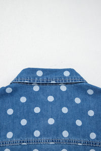 Polka Dot Long Sleeve Collar Shift Tunic Denim Jacket - KaleaBoutique.com