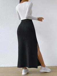 Spring Long Skirt High Waist Side Slit Slim Fit Knitted Women's Dress - KaleaBoutique.com