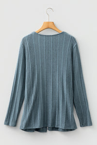 KaleaBoutique Comfortable Ribbed Open Front Knitted Top with Pockets - KaleaBoutique.com