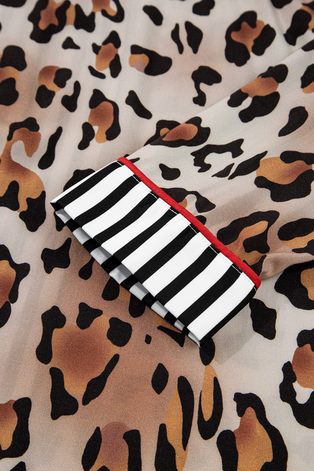 KaleaBoutique Stylish Dearlove Leopard Print Colorblock Striped Edge Shirt and Pants Pajama Set - KaleaBoutique.com