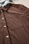KaleaBoutique Hooded Drawstring Pockets Corduroy Shacket - KaleaBoutique.com