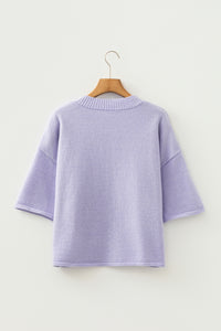 KaleaBoutique Comfortable 3/4 Sleeve Boxy Knit Button Down Sweater Cardigan - KaleaBoutique.com