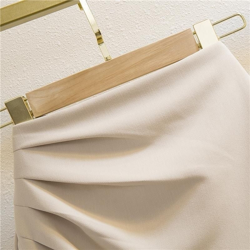 Women's High-Waist Ruched Asymmetric Midi Skirt - KaleaBoutique.com