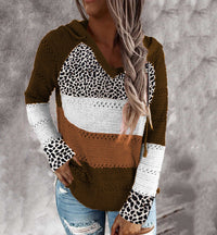 Women's Striped Loose V-neck Hooded Long-sleeve Sweater - KaleaBoutique.com