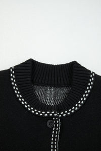 KaleaBoutique Stylish Contrast Trim Button up Sweater Cardigan - KaleaBoutique.com