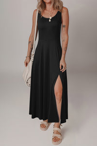 KaleaBoutique Chic Sleeveless Scoop Neck Flared Split Midi Dress - KaleaBoutique.com