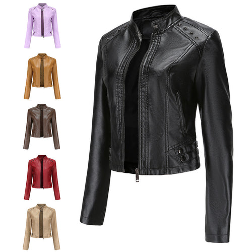 KaleaBoutique Women's Studded Faux-Leather Zip Jacket - KaleaBoutique.com
