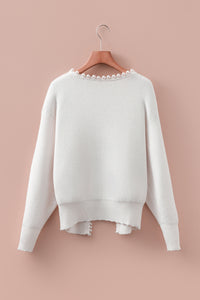 KaleaBoutique Stylish Pearl Embellished Open Front Elegant Cardigan - KaleaBoutique.com