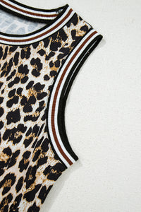 KaleaBoutique Stylish Contrast Striped Trim Leopard Sleeveless Maxi Dress - KaleaBoutique.com