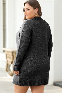 KaleaBoutique Stylish Cable Knit Drop Shoulder Loose Fit Sweater Dress - KaleaBoutique.com