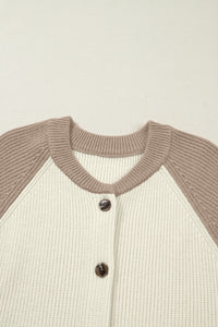 KaleaBoutique Comfortable Color Block Ribbed Knit Button Down Sweater Cardigan - KaleaBoutique.com