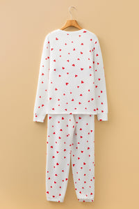KaleaBoutique Stylish Tiny Hearts Printed Long Sleeve Top Drawstring Lounge Pant Set - KaleaBoutique.com