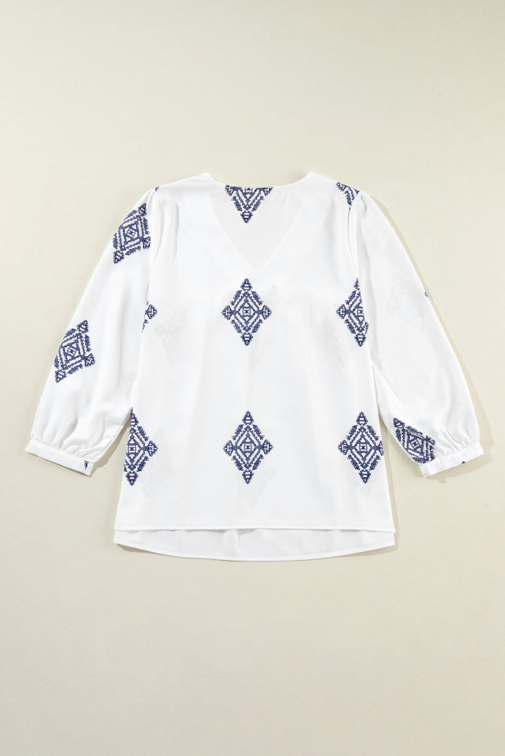 KaleaBoutique Boho Geometric Print Bracelet Sleeve V Neck Blouse - KaleaBoutique.com