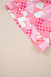 KaleaBoutique Comfortable Heart Print Shirt Style Silky Short Pajama Set - KaleaBoutique.com