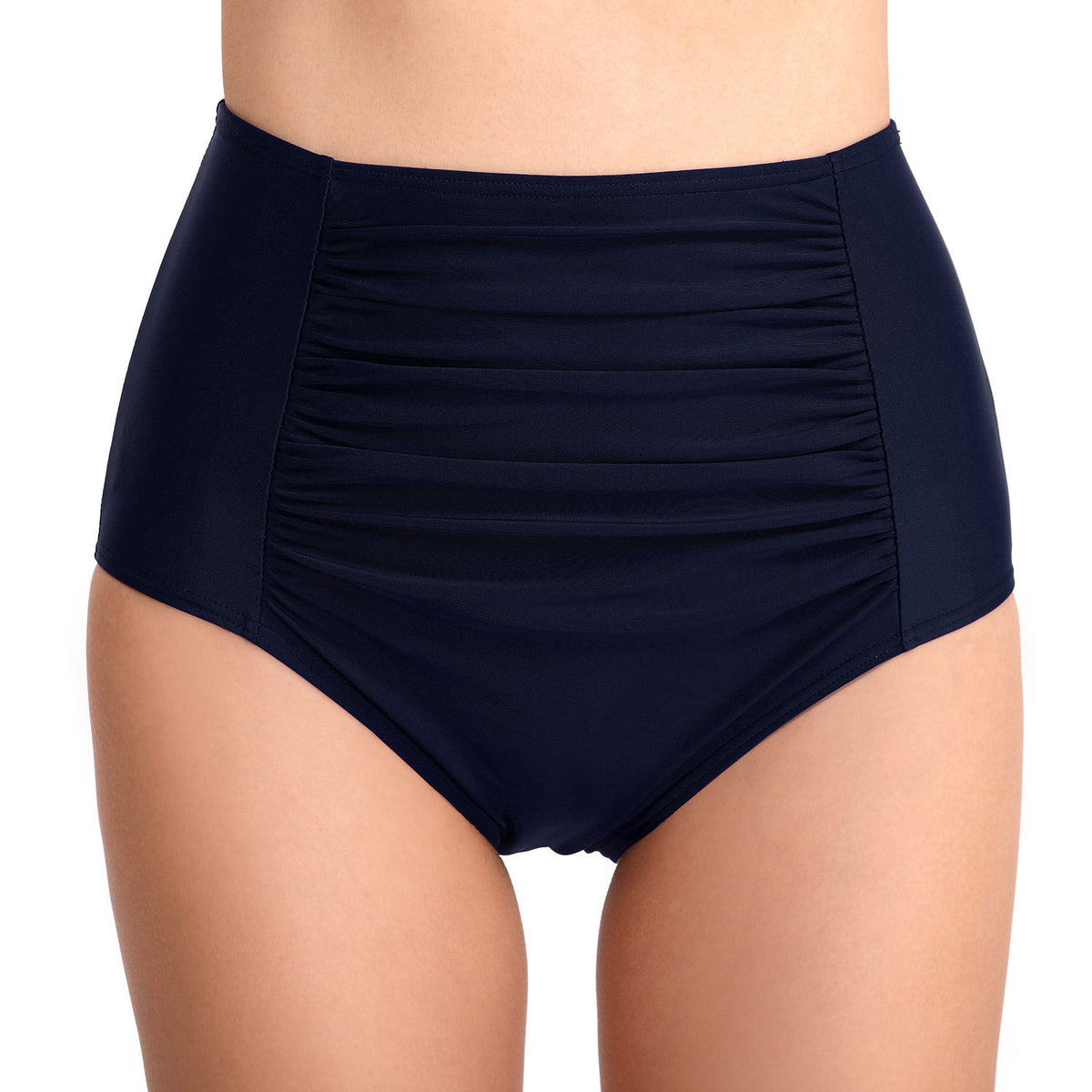 Women's High-Waist Ruched-Front Swim Briefs - KaleaBoutique.com