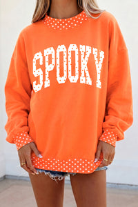 Orange SPOOKY Halloween Polka Dot Sweatshirt - KaleaBoutique.com
