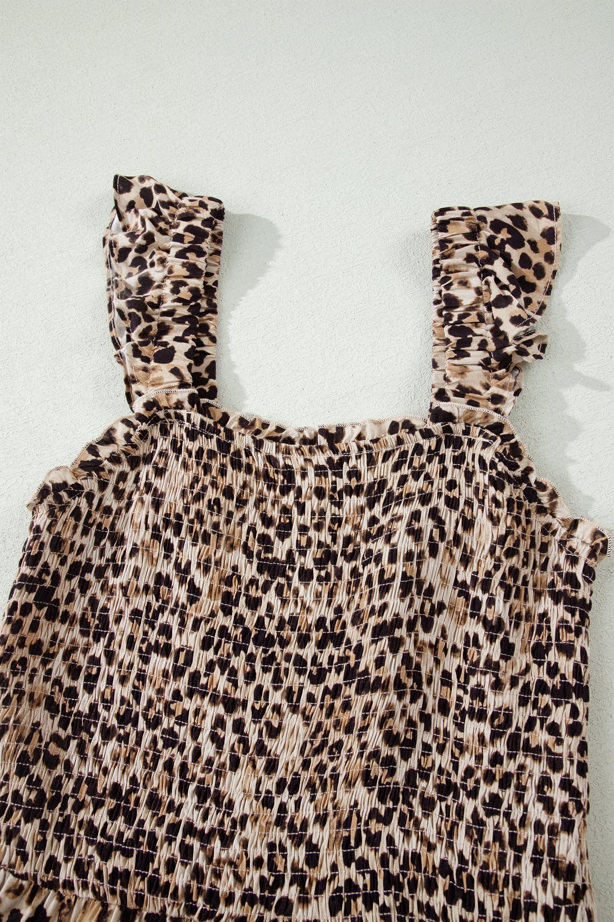 KaleaBoutique Stylish Ruffled Straps Smocked Tiered Leopard Maxi Dress - KaleaBoutique.com