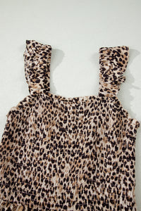 KaleaBoutique Stylish Ruffled Straps Smocked Tiered Leopard Maxi Dress - KaleaBoutique.com